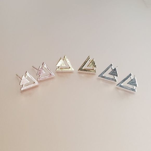Geometric Triangle Earrings - 1 Pair - Picture 5 of 5